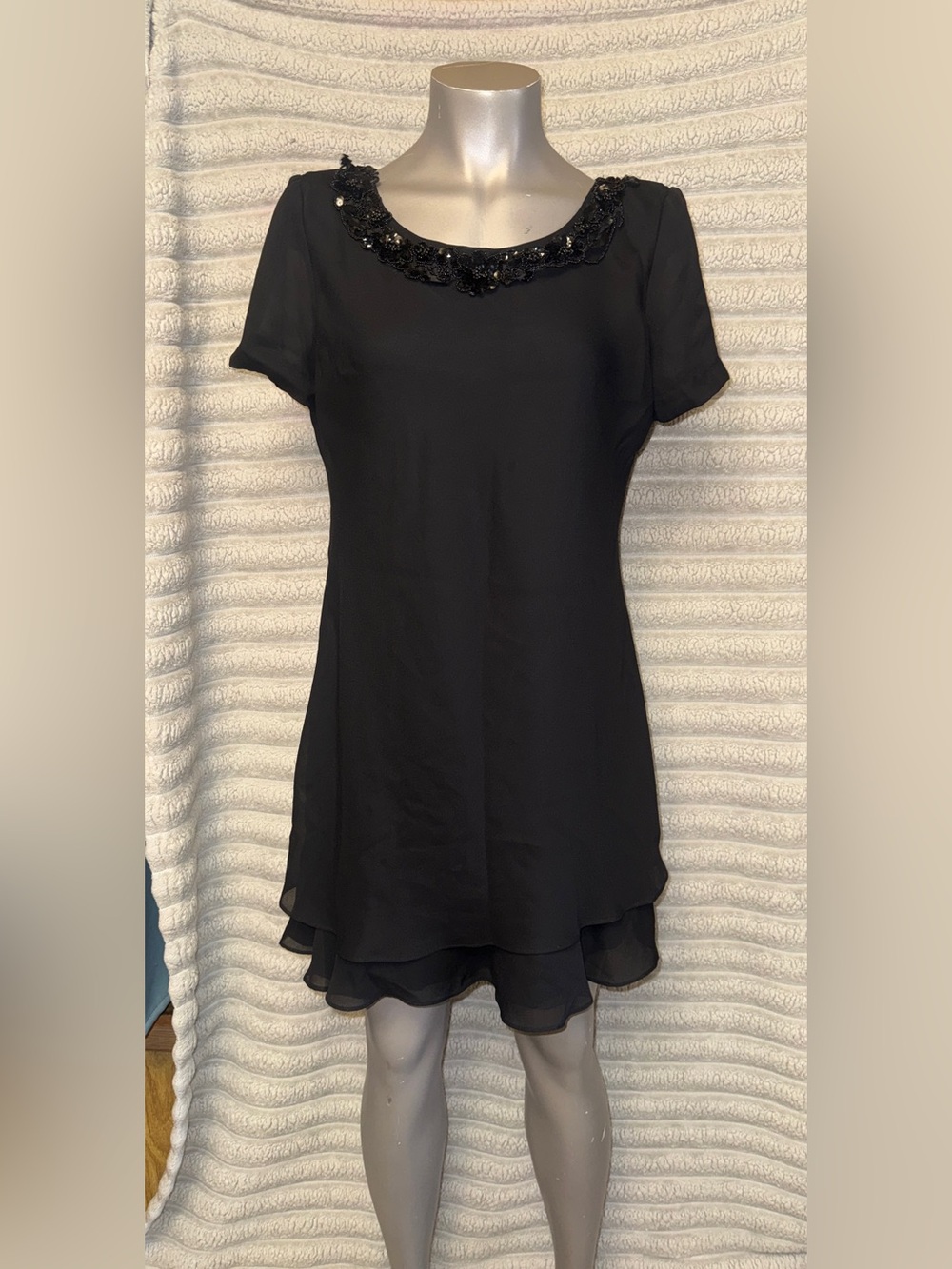 Vintage Filigree LTD Black Beaded Mini Dress